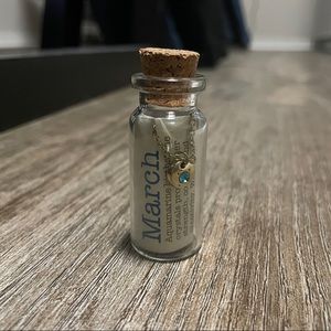 March Aquamarine Birthstone Bottle Necklace